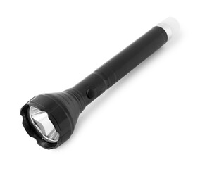 One flashlight on white background. Police equipment