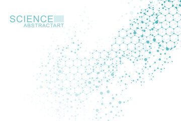 Abstract technology connect background lines and dots with hexagons. Modern hexagons technology concept design background. Vector illustration.