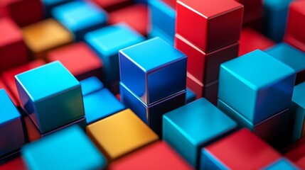 Obraz premium 3D colorful cubes abstract geometric shapes vibrant futuristic technology minimal digital background design