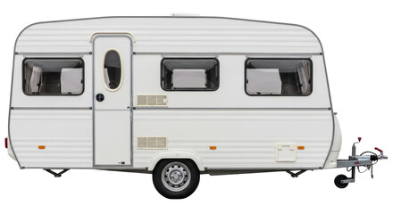 Isolated White Caravan Trailer