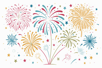 Bright Party Decoration Vectors – Fireworks and Confetti Elements