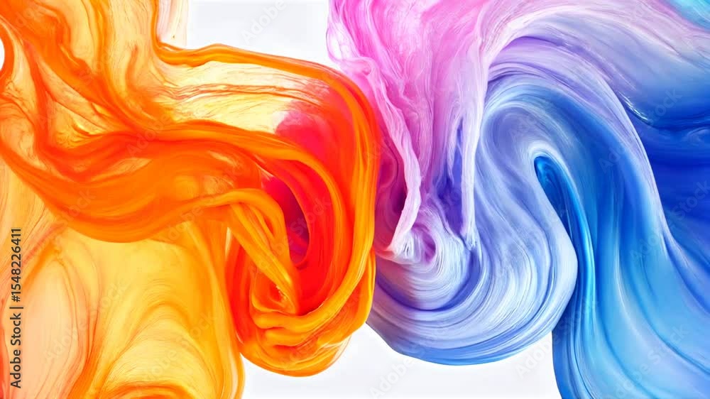 Poster abstract colorful paint swirl with vibrant orange, red, pink, and purple tones blending smoothly in 