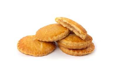 Netherlands traditional cookies isolated, Holland almond filled cake, Dutch marzipan pastry