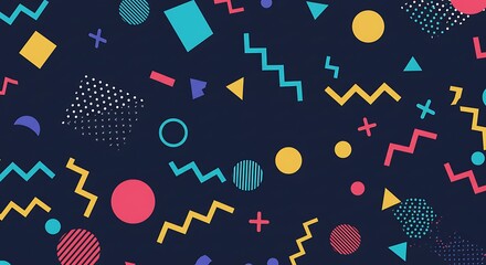 Fototapeta premium Vibrant 90s Retro Geometric Pattern Seamless Design