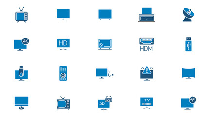 Television icon collection vector design in trendy style