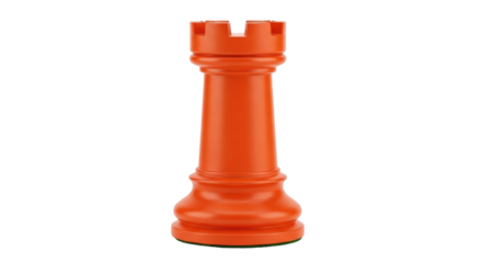 Isolated Orange Chess Rook Piece on White Background