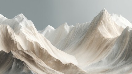 Abstract mountain landscape with snow-covered peaks in neutral tones