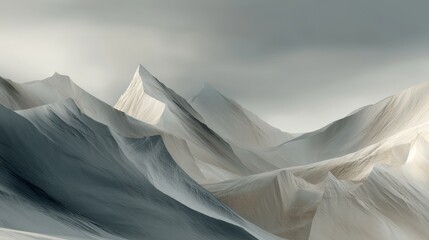 Majestic snow-capped mountain peaks under cloudy sky