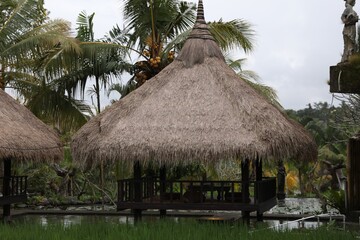 Beautiful gazebo with table and chairs outdoors