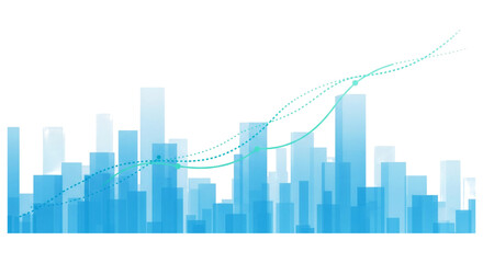 Obraz premium Abstract cityscape growth chart isolated on white background