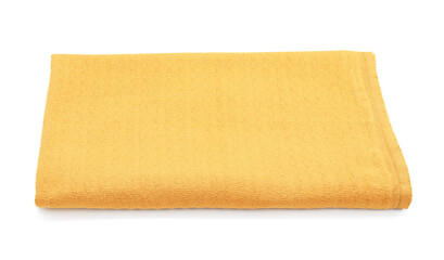 One yellow beach towel isolated on white