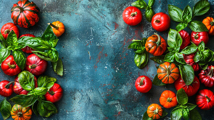 Colorful Mini Pumpkins on a Soft Blue Surface Background