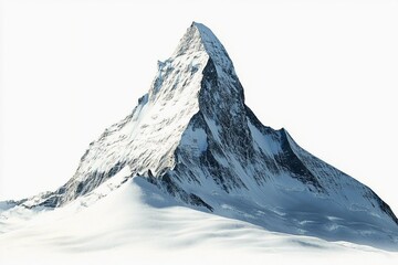 A sharp triangular peak stands tall beneath a clear blue sky