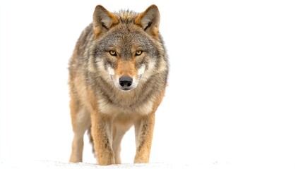Obraz premium Gray wolf portrait against white background (1)