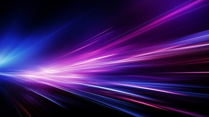 Fototapeta premium Dynamic purple and blue light streaks on black background