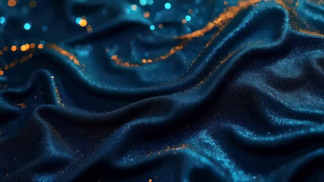 Abstract background in a smooth and dynamic style. Blue and gold swirls, embodying elegance and movement.