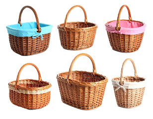 Shopping basket set isolate on transparent background.