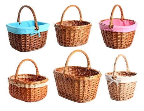 Shopping basket set isolate on transparent background.