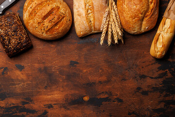 An assortment of freshly baked bread displayed on a table
