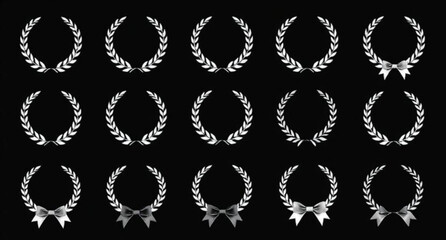 Graduation laurel, Trophy laurel icon, Emblem wreath, Leafy laurel vector, Green laurel wreaths, Royal laurel crown, Outline laurel vector, Monochrome laurel set, Traditional laurel wreaths, Abstract 