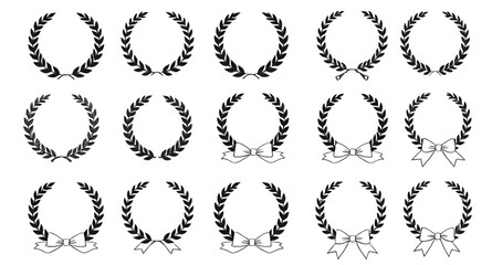 Award wreaths, Victory wreath, Golden laurel set, Hand-drawn laurel wreaths, Flat laurel vector, Decorative wreaths, Olive wreaths, Classic laurel icon, Minimal laurel design, Circular laurel, Vintage