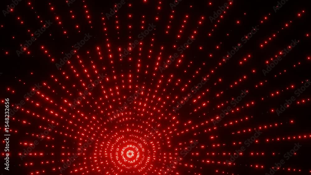 Poster abstract animated background. many glowing red particles moving on black background. 3d render loope