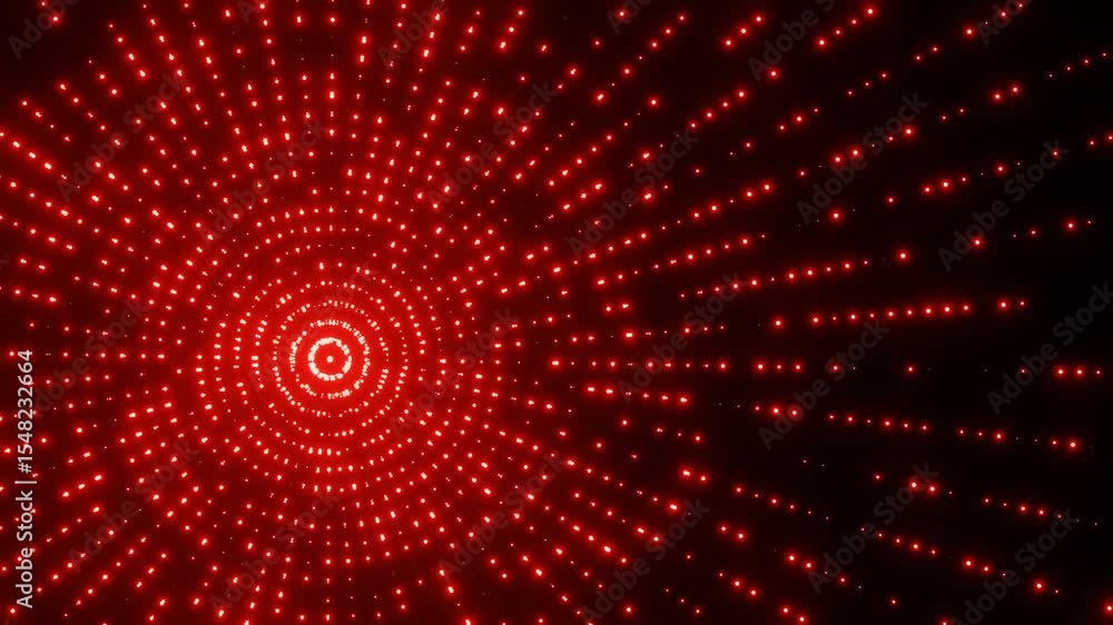 Poster abstract animated background. many glowing red particles moving on black background. 3d render loope