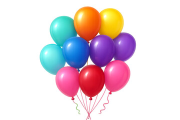Colorful balloons floating with transparent background representing celebration and joy
