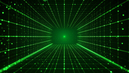 Green Screen for Abstract Animated Digital Tunnel Background or VFX Design