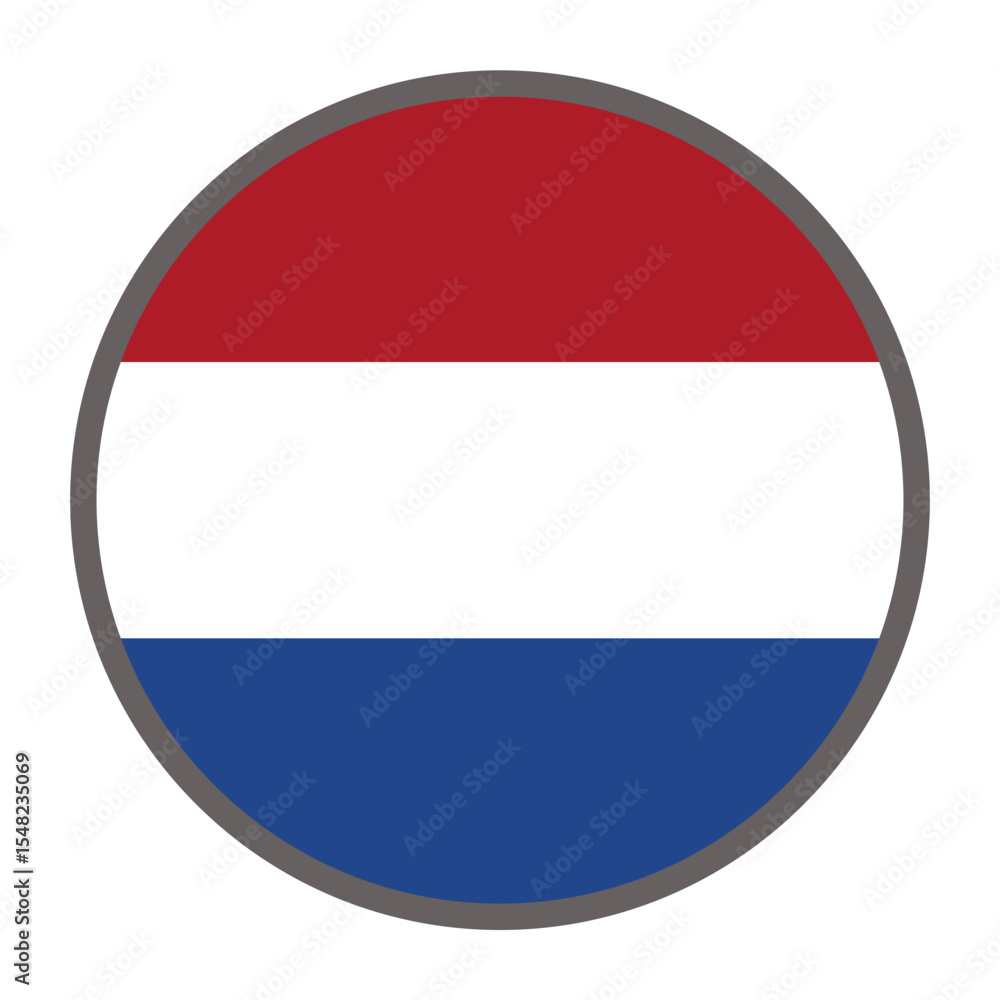 Poster round flag of netherlands on white background vector vector round flag