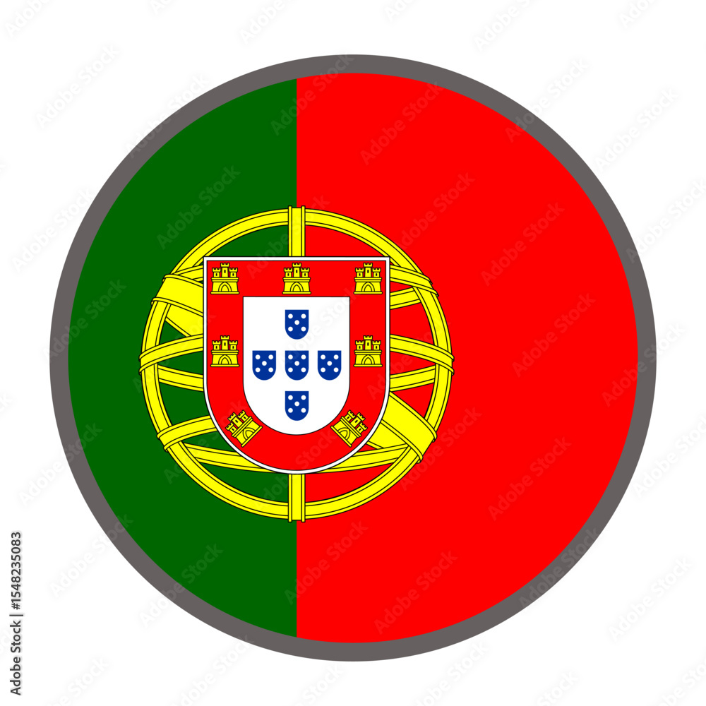Poster round flag of portugal on white background vector vector round flag