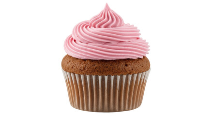 Isolated Pink Frosted Cupcake