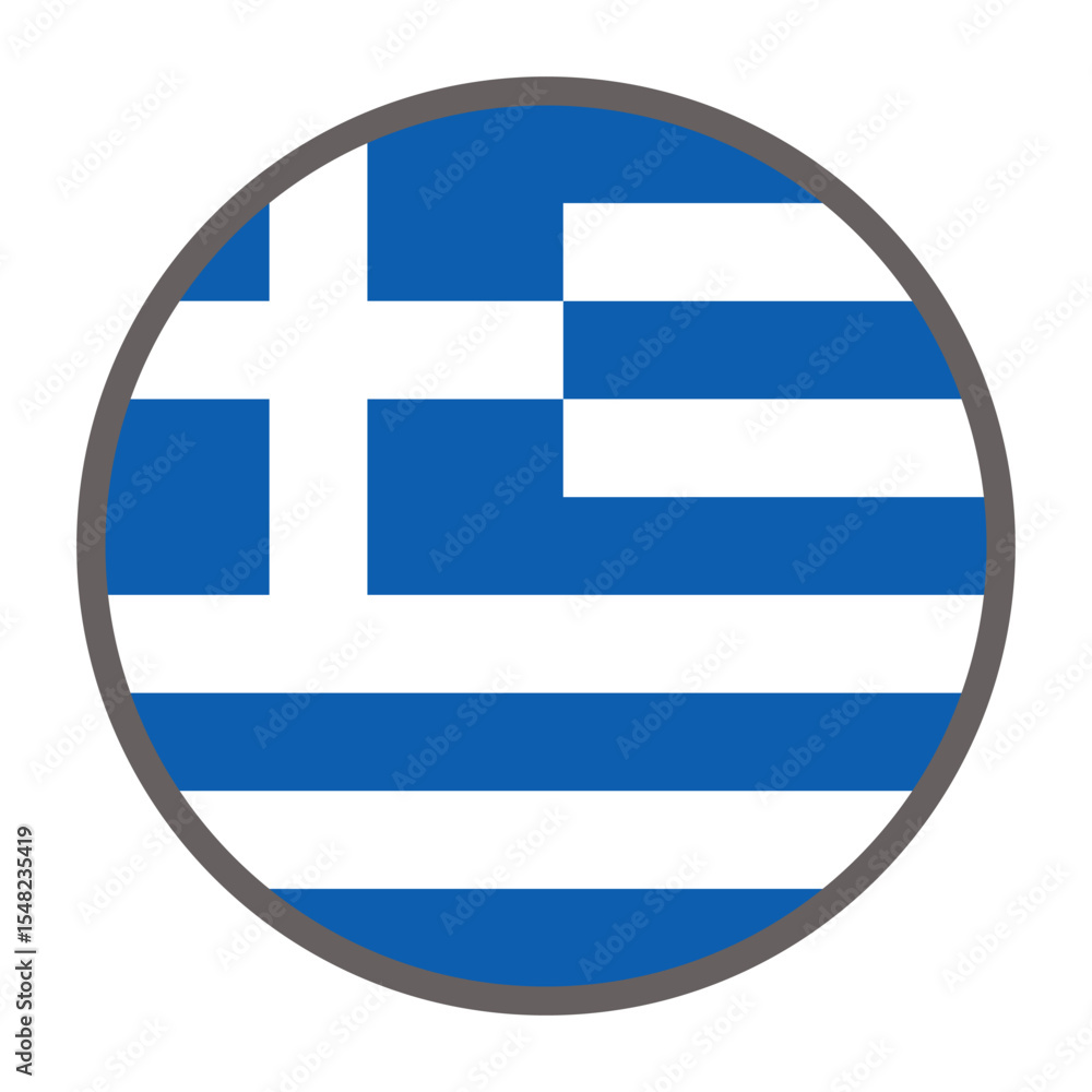Poster round flag of greece on white background vector vector round flag