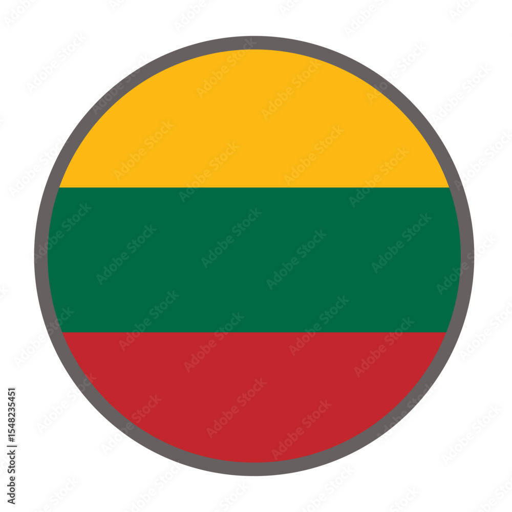 Poster round flag of lithuania on white background vector vector round flag
