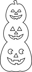 Cute Halloween pumpkin outline vector isolated.
Jack o lantern pumpkin for halloween coloring page. 
Transparent background. SVG.