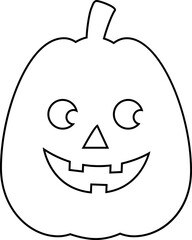 Cute Halloween pumpkin outline vector isolated.
Jack o lantern pumpkin for halloween coloring page. 
Transparent background. SVG.