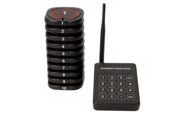 Restaurant paging system with buzzers on transparent background