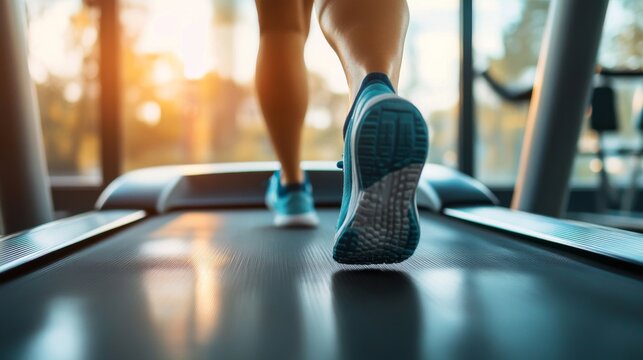 Running on the treadmill in the gym