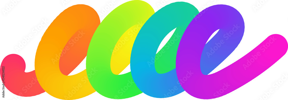 Poster color gradient abstract shape. wavy curved rainbow ribbon. neon colors design element. dynamic squig