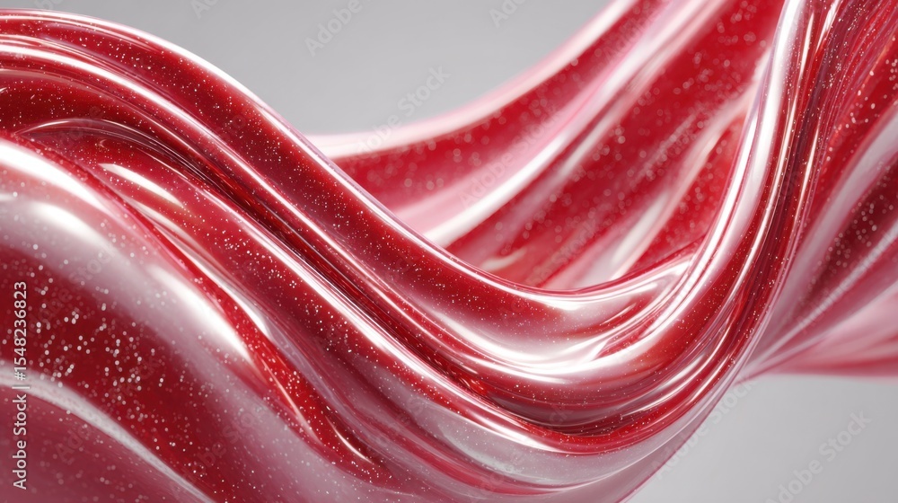 Aufkleber a vibrant red, glossy material twists and flows gracefully, featuring a shimmering surface that catc