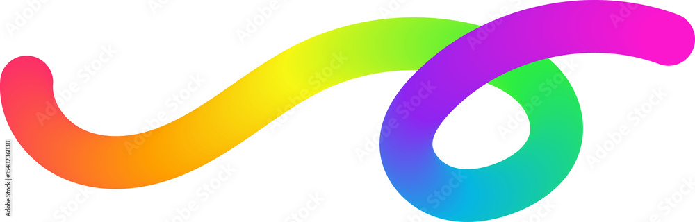Poster color gradient abstract shape. wavy curved rainbow ribbon. neon colors design element. dynamic squig