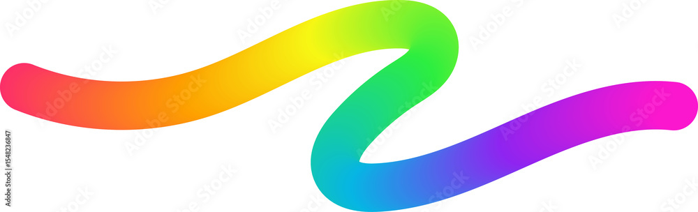 Poster color gradient abstract shape. wavy curved rainbow ribbon. neon colors design element. dynamic squig