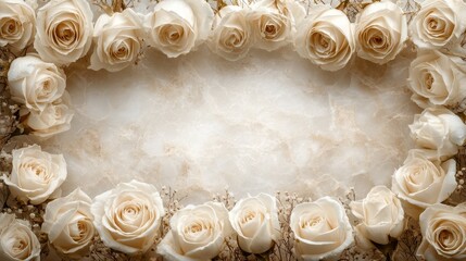 Elegant ivory roses arrayed on marble background for decorative display