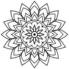 Naklejka premium Isolated black and white mandala design on white background