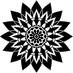 Naklejka premium Isolated black and white mandala design on white background