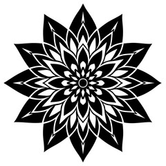 Obraz premium Isolated black and white mandala design on white background