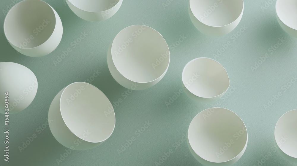 Poster floating white spheres over soft blue background minimal futuristic 3d design and visual concept