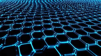 Naklejka premium Abstract geometric pattern of glowing hexagons.