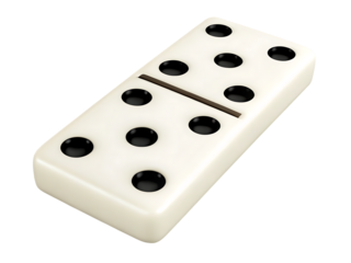 Single domino tile five and four isolated on a white background png