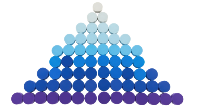 Isolated Pyramid of Blue and Purple Circles